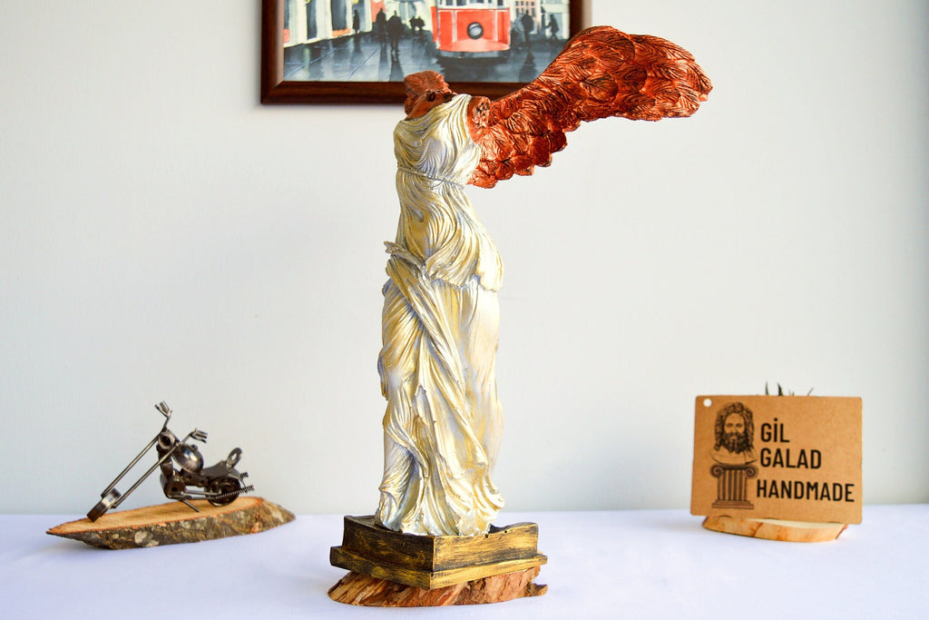 15.35 Inches Nike Greek Mythological Figurine /Roman Mythology Victoria /Antique Art Statue in Stone/ White Home Decor /Handmade Sculpture