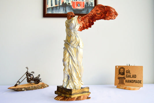 15.35 Inches Nike Greek Mythological Figurine /Roman Mythology Victoria /Antique Art Statue in Stone/ White Home Decor /Handmade Sculpture