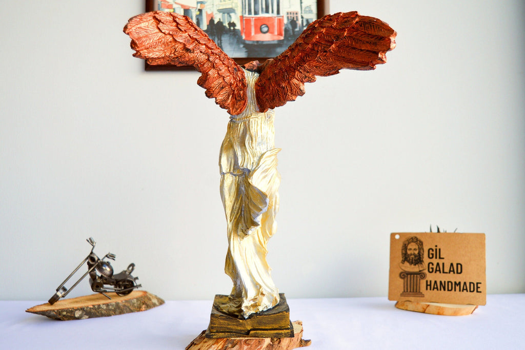 15.35 Inches Nike Greek Mythological Figurine /Roman Mythology Victoria /Antique Art Statue in Stone/ White Home Decor /Handmade Sculpture