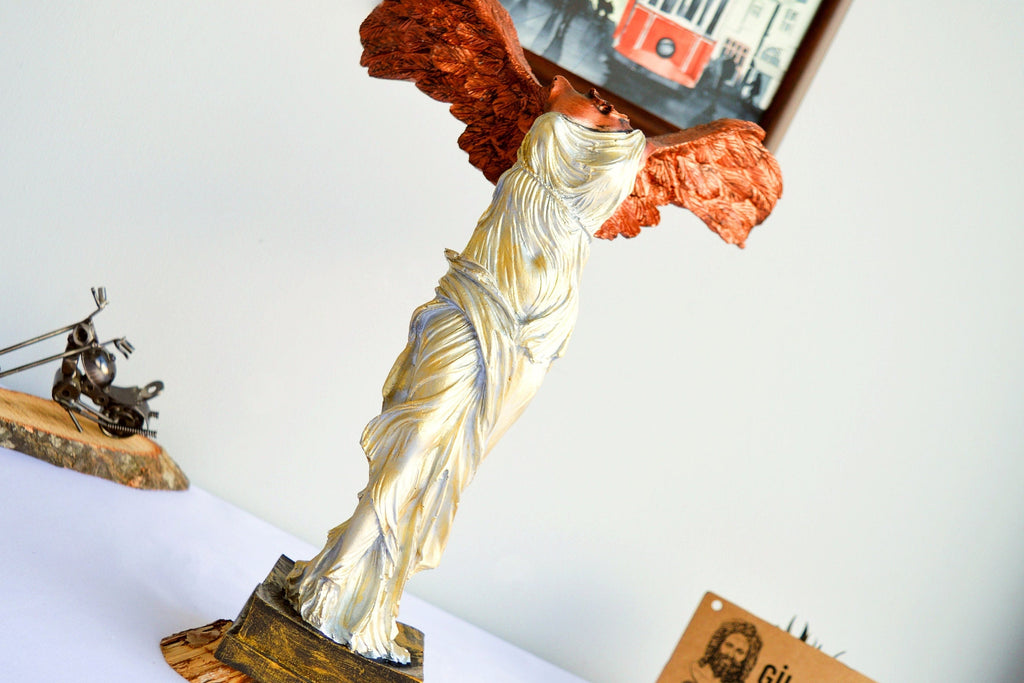 15.35 Inches Nike Greek Mythological Figurine /Roman Mythology Victoria /Antique Art Statue in Stone/ White Home Decor /Handmade Sculpture