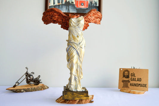 15.35 Inches Nike Greek Mythological Figurine /Roman Mythology Victoria /Antique Art Statue in Stone/ White Home Decor /Handmade Sculpture