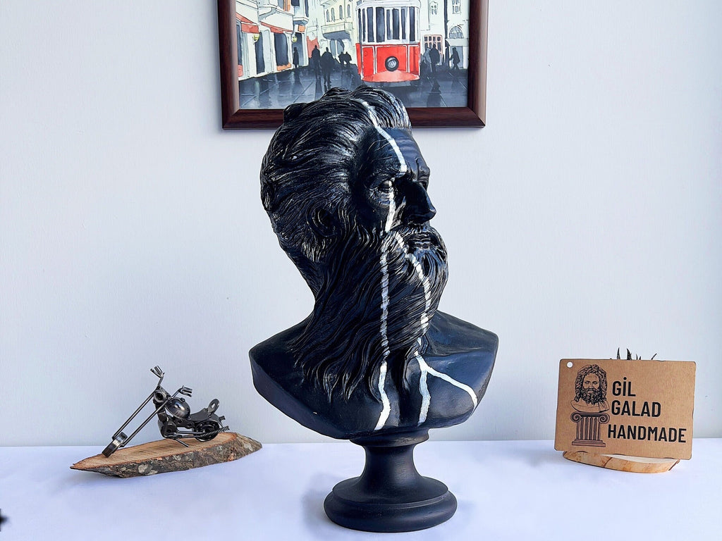 Large Poseidon Bust: Handmade Greek Statue, Home & Garden Decor