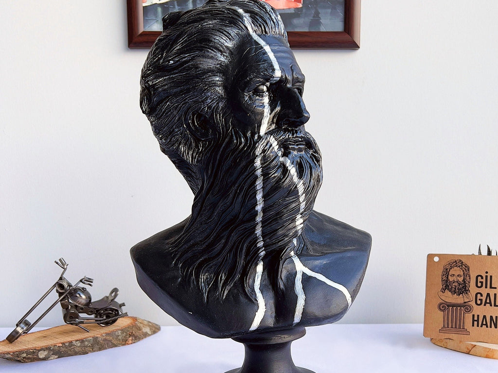 Large Poseidon Bust: Handmade Greek Statue, Home & Garden Decor