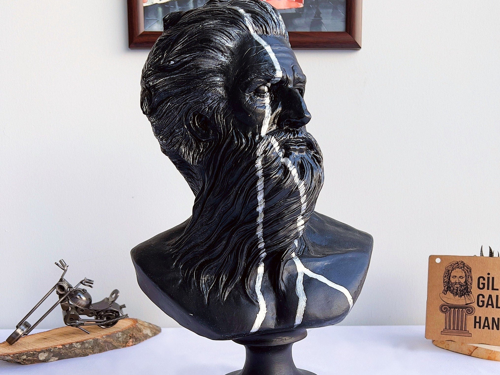 Large Poseidon Bust: Handmade Greek Statue, Home & Garden Decor