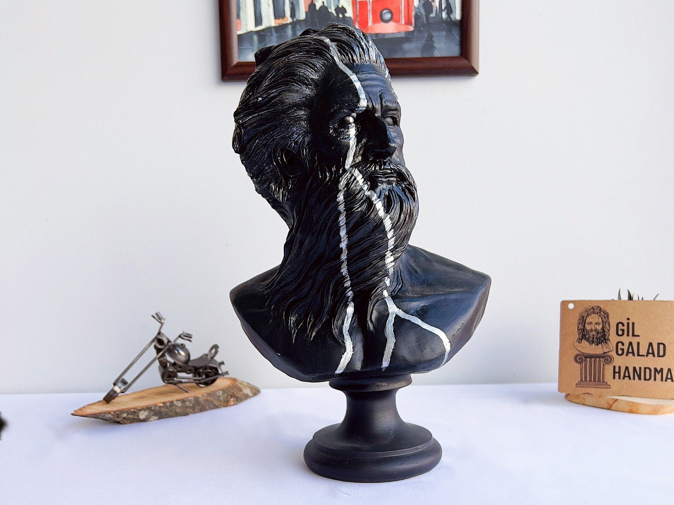 Large Poseidon Bust: Handmade Greek Statue, Home & Garden Decor