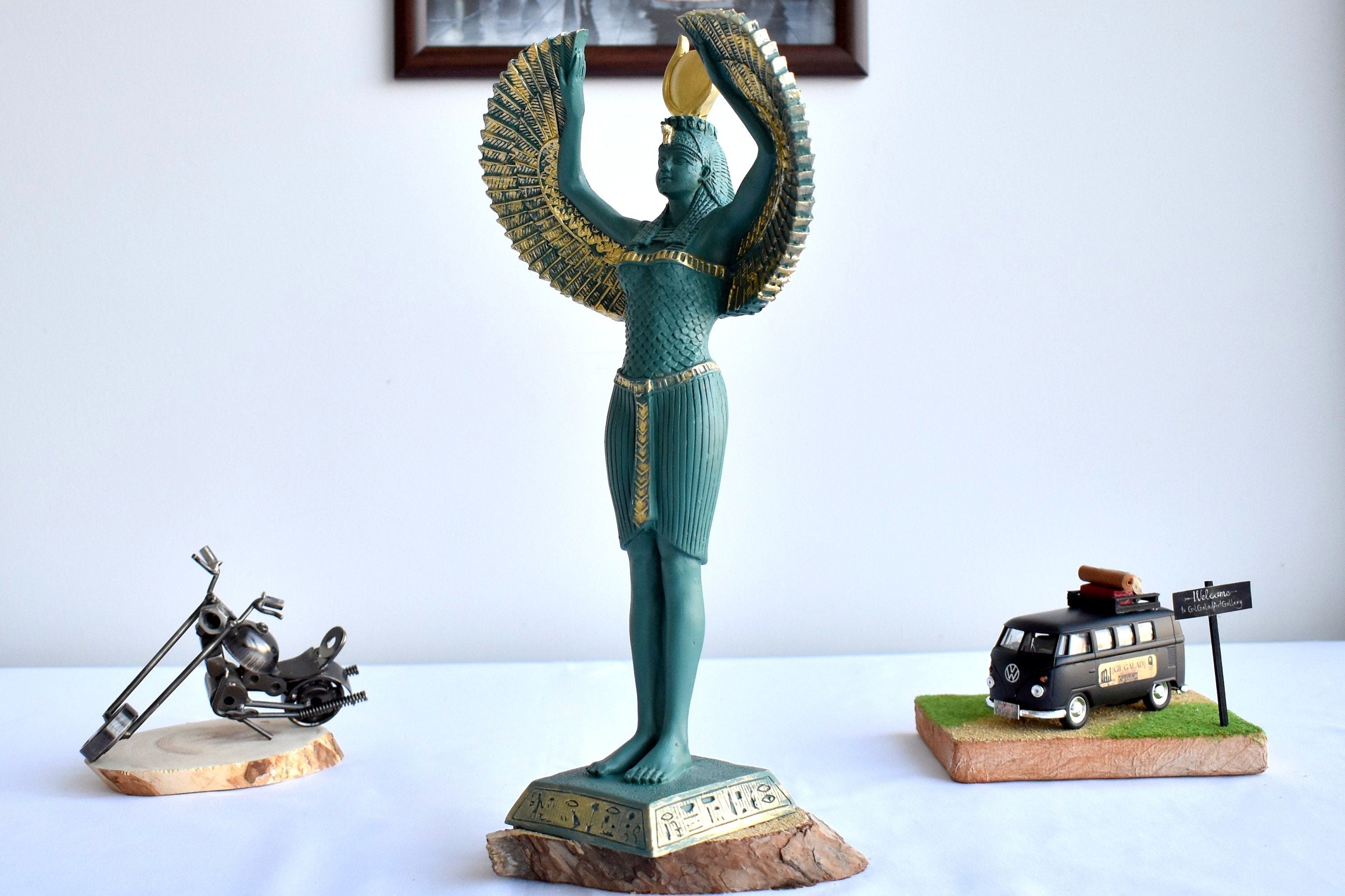 Egyptian Goddess Isis Open Wings Statue/ Large God Statue Sculptures / Isis Statue/ Garden Sculptures/ Home Decor/ Art Decor