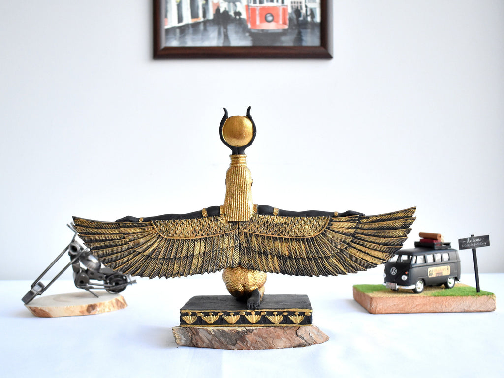 Egyptian Goddess Isis Open Wings Statue/ Large God Statue Sculptures / Isis Statue/ Garden Sculptures/ Home Decor/ Art Decor