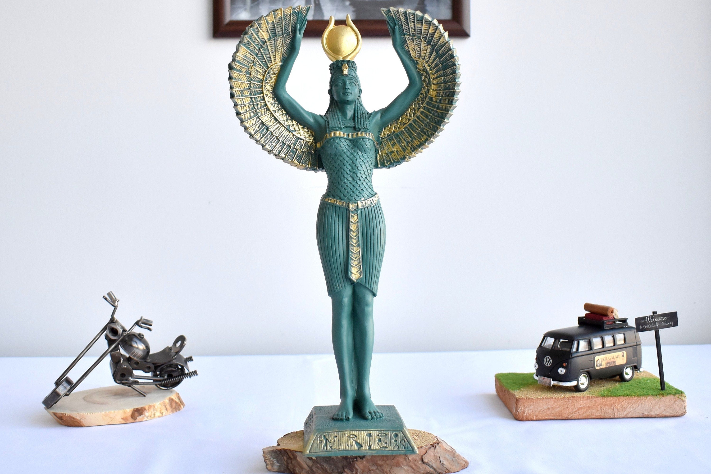 Egyptian Goddess Isis Open Wings Statue/ Large God Statue Sculptures / Isis Statue/ Garden Sculptures/ Home Decor/ Art Decor