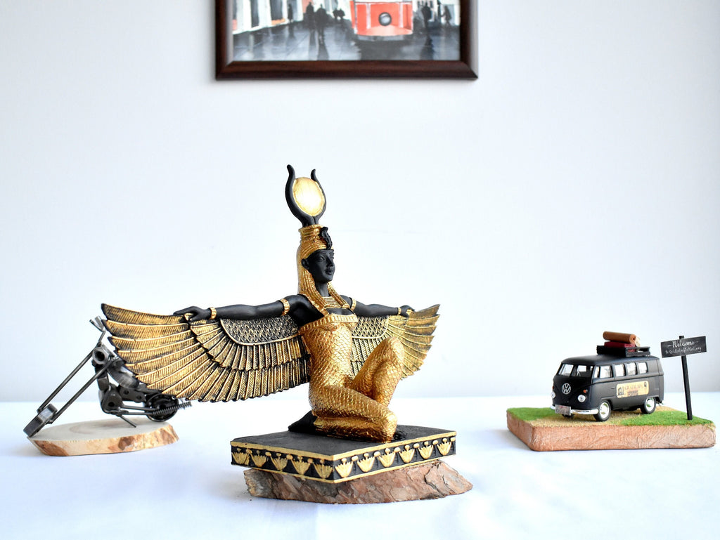 Egyptian Goddess Isis Open Wings Statue/ Large God Statue Sculptures / Isis Statue/ Garden Sculptures/ Home Decor/ Art Decor