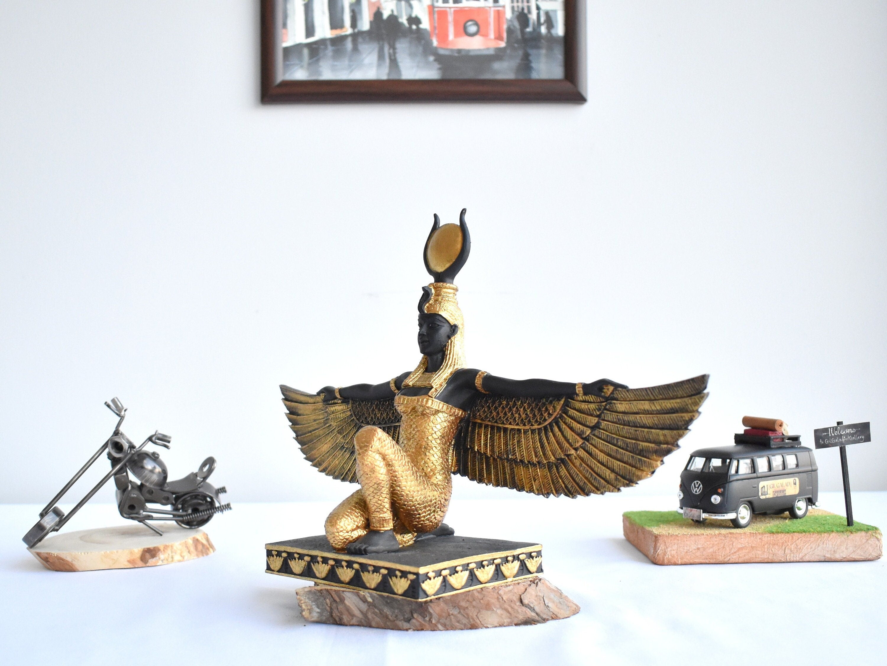 Egyptian Goddess Isis Open Wings Statue/ Large God Statue Sculptures / Isis Statue/ Garden Sculptures/ Home Decor/ Art Decor