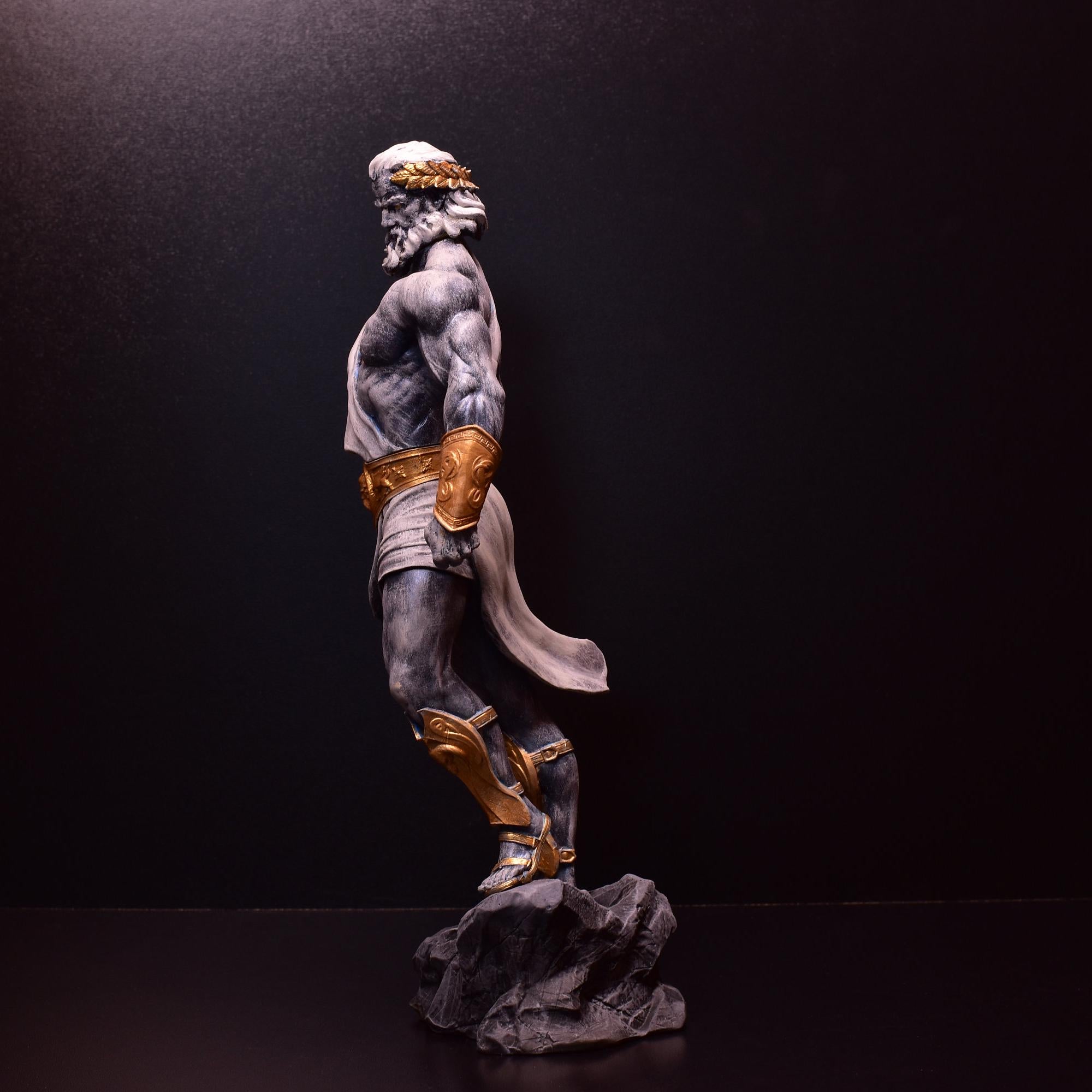 Hand-Painted Zeus Statue: 3D Printed Greek God Sculpture