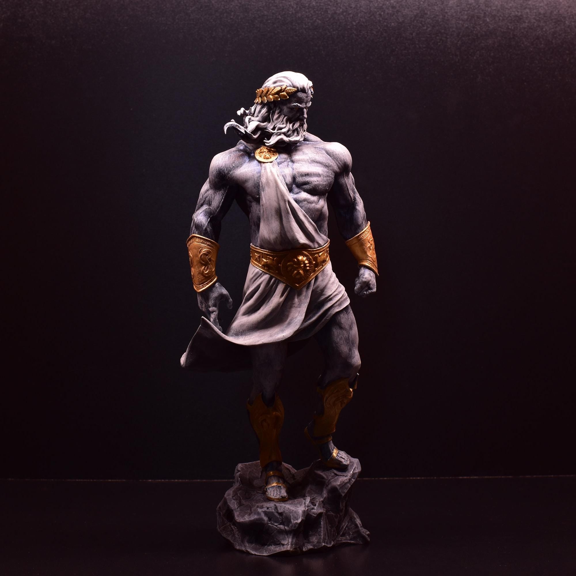 Hand-Painted Zeus Statue: 3D Printed Greek God Sculpture