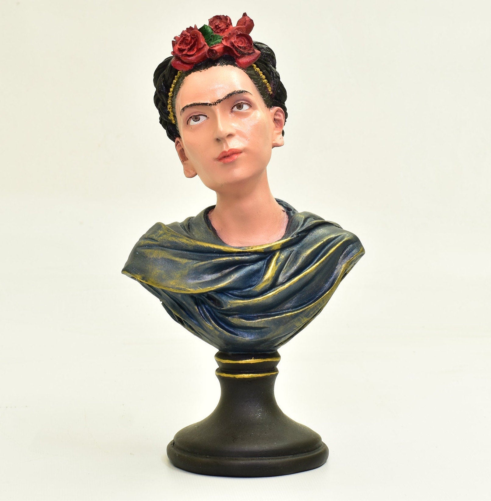 Frida Kahlo Bust Statue: Hand-Painted Home Art Decor