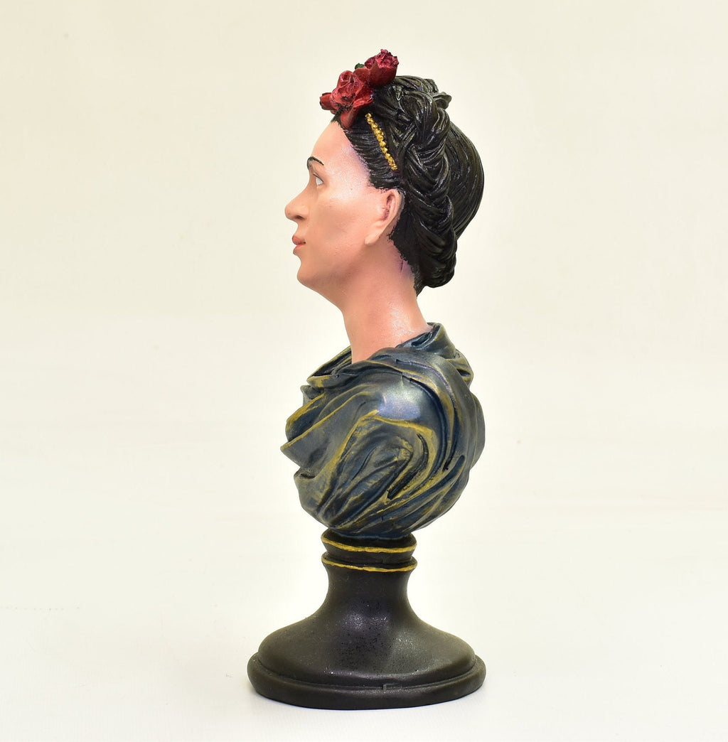Frida Kahlo Bust Statue: Hand-Painted Home Art Decor