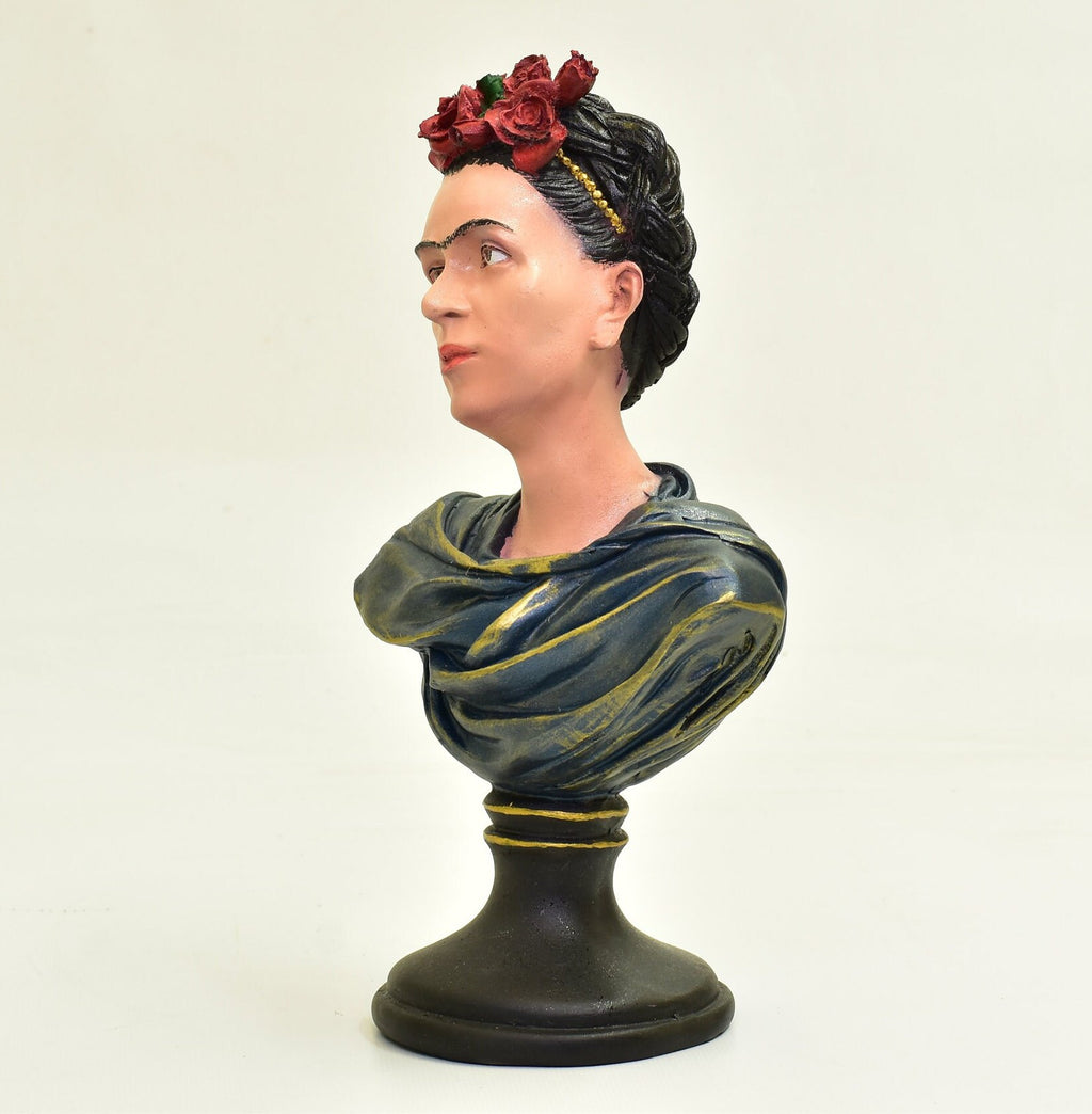 Frida Kahlo Bust Statue: Hand-Painted Home Art Decor