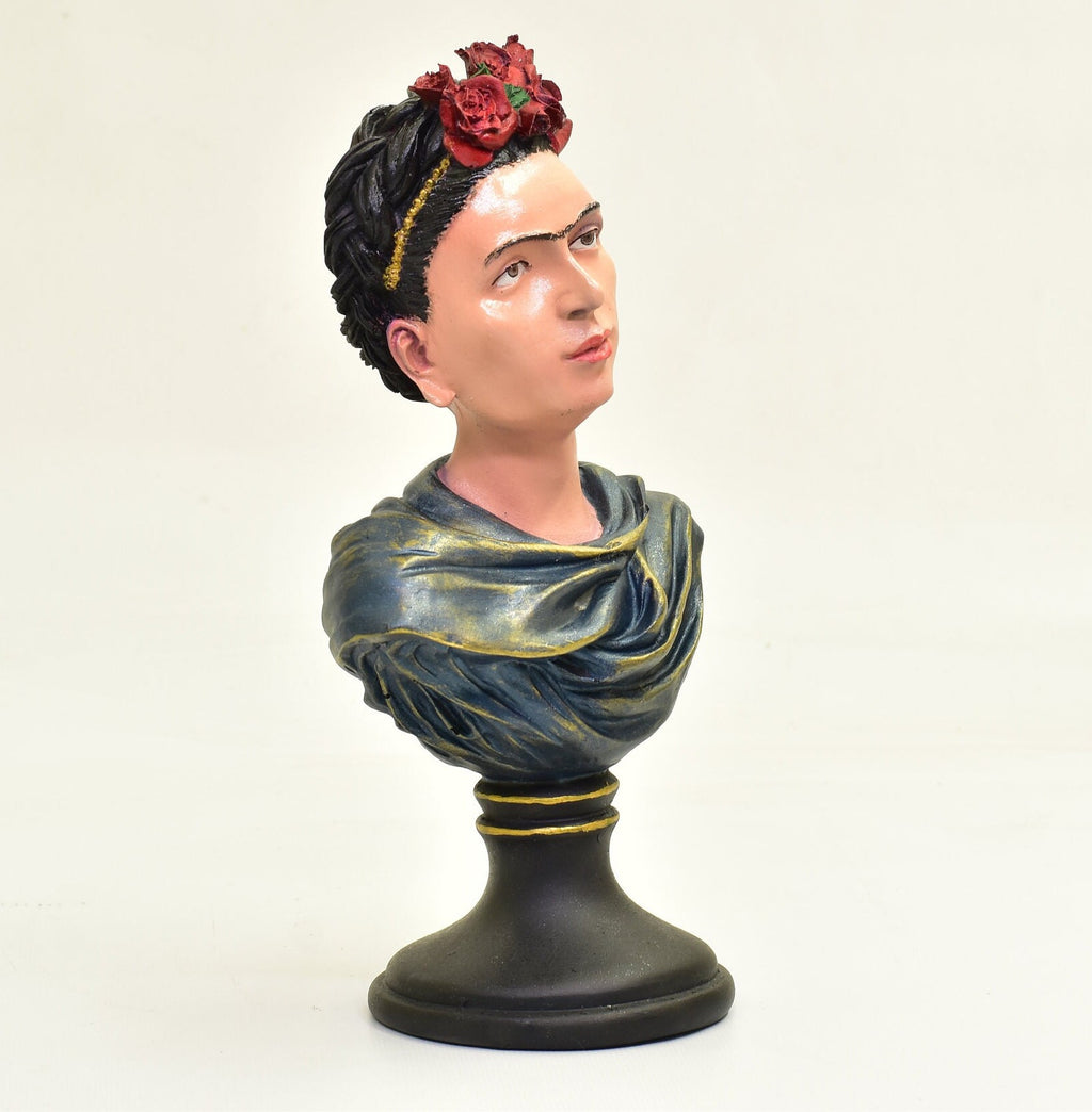 Frida Kahlo Bust Statue: Hand-Painted Home Art Decor