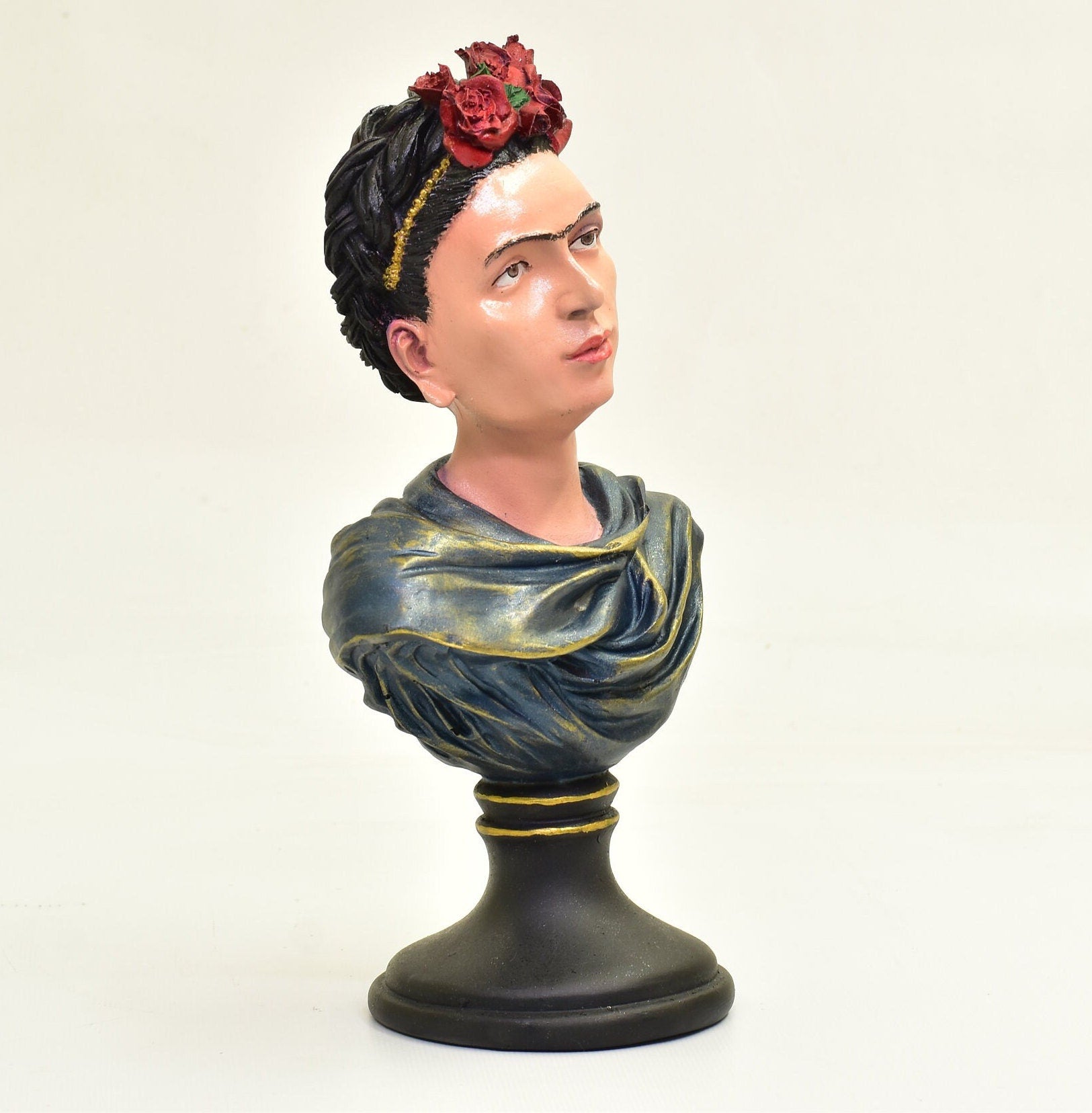 Frida Kahlo Bust Statue: Hand-Painted Home Art Decor
