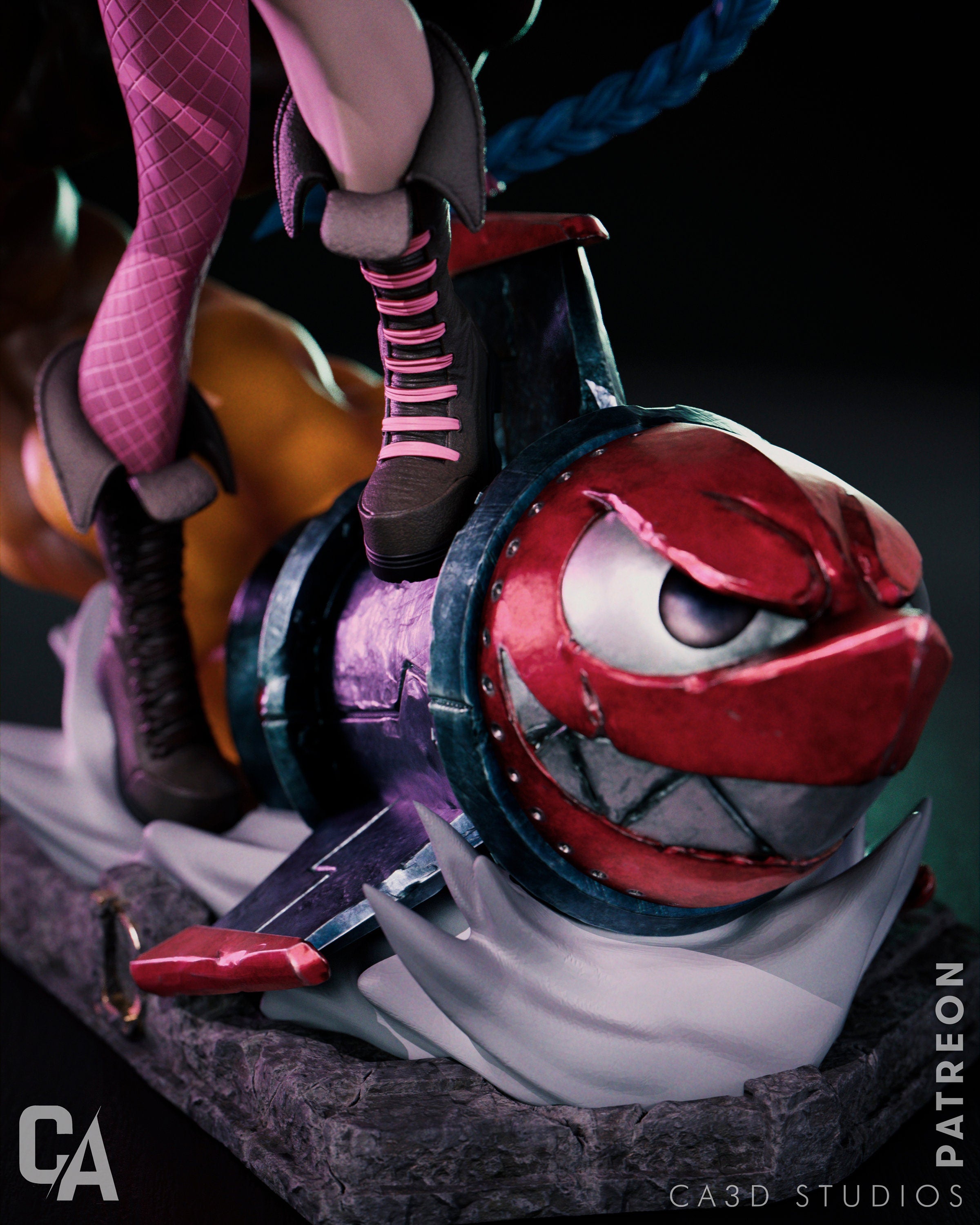 Hand-Painted 3D Printed Jinx Figurine: Collectible Fan Art