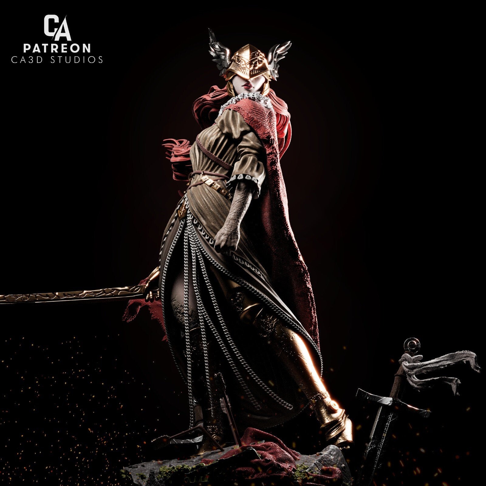 3D Printed Malenia Figurine | Elden Ring Fan Art 3D Model