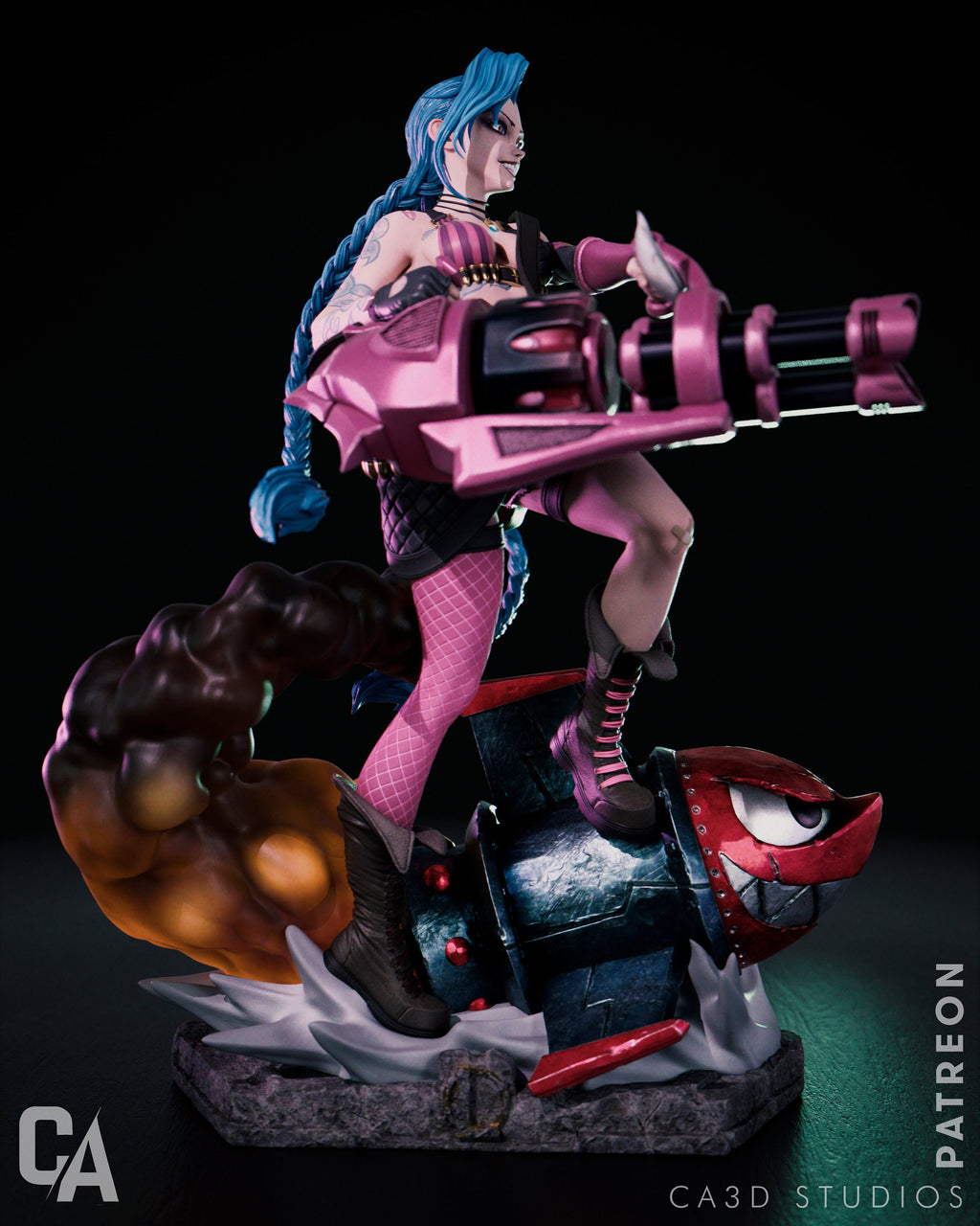 3D Printed Jinx Figurine: LoL Inspired Collectible Fan Art