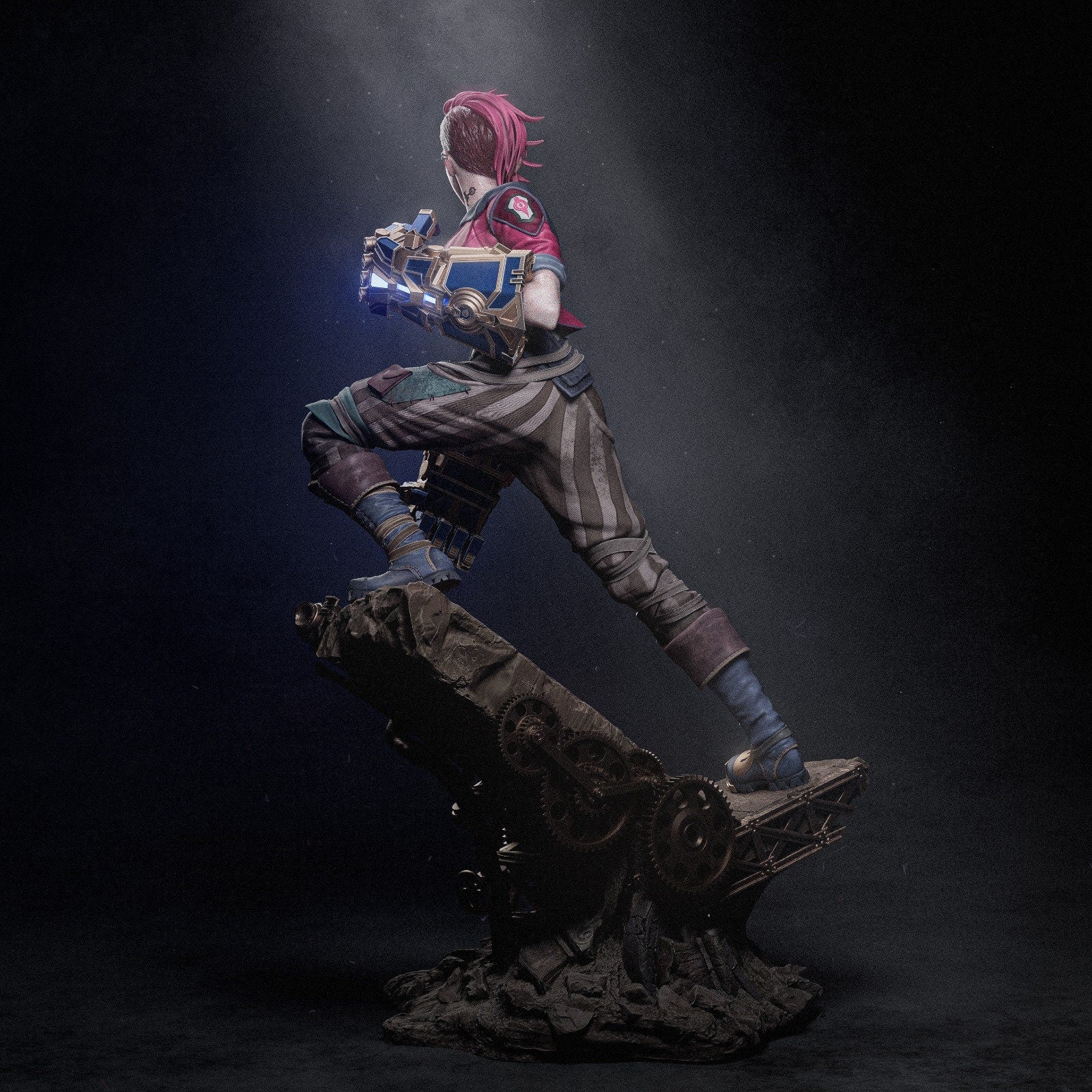 Hand-Painted Vi Statue: LoL Inspired 3D Model