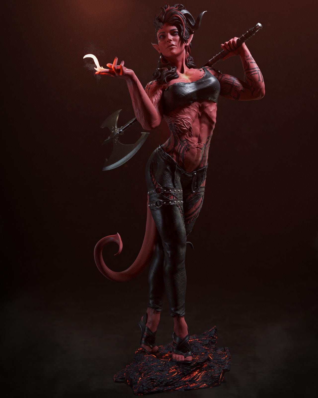 Hand-Painted 3D Printed Karlach Figurine - Baldur's Gate 3 Fan Art