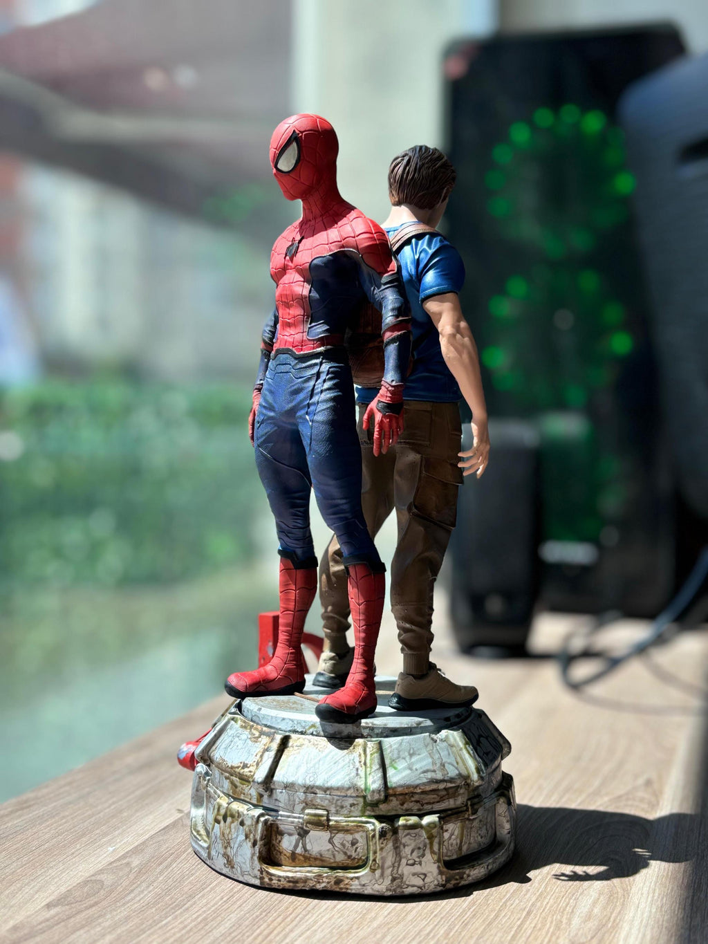 3D Printed Spiderman and Peter Double Boy Fan Art - Handmade Statue - Resin Diorama
