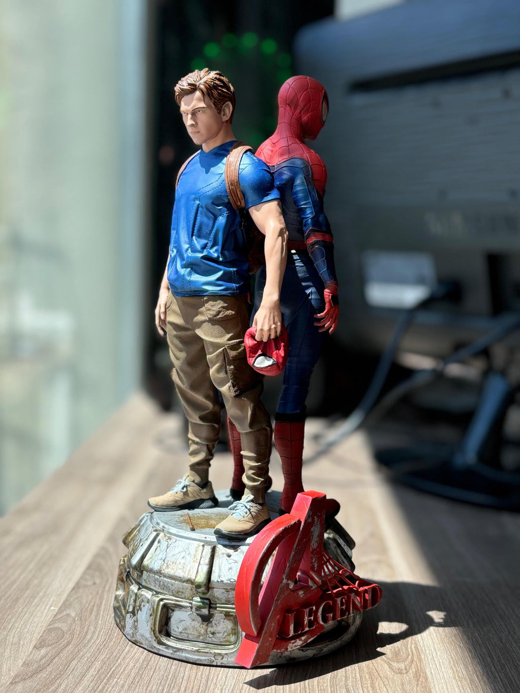 3D Printed Spiderman and Peter Double Boy Fan Art - Handmade Statue - Resin Diorama