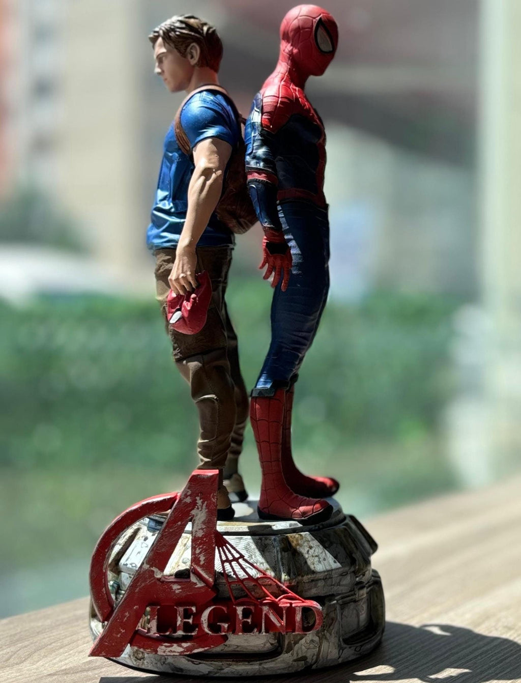3D Printed Spiderman and Peter Double Boy Fan Art - Handmade Statue - Resin Diorama