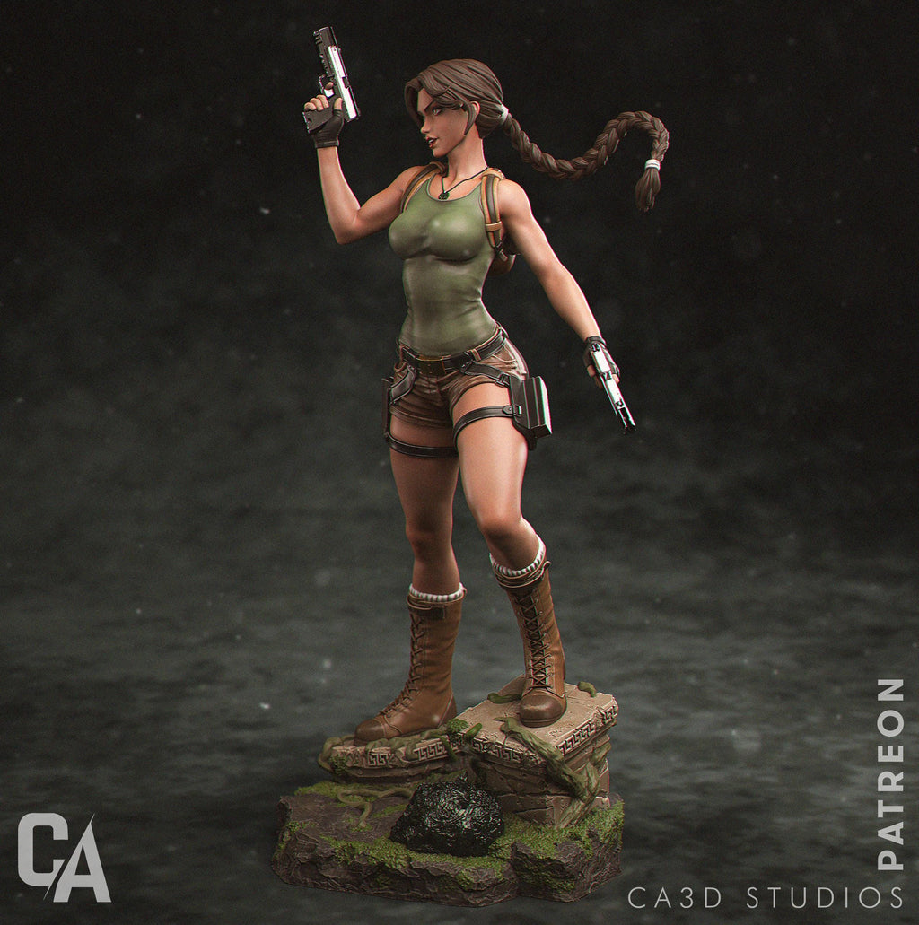 Hand-Painted 3D Printed Lara Croft Figurine - Tomb Raider Fan Art