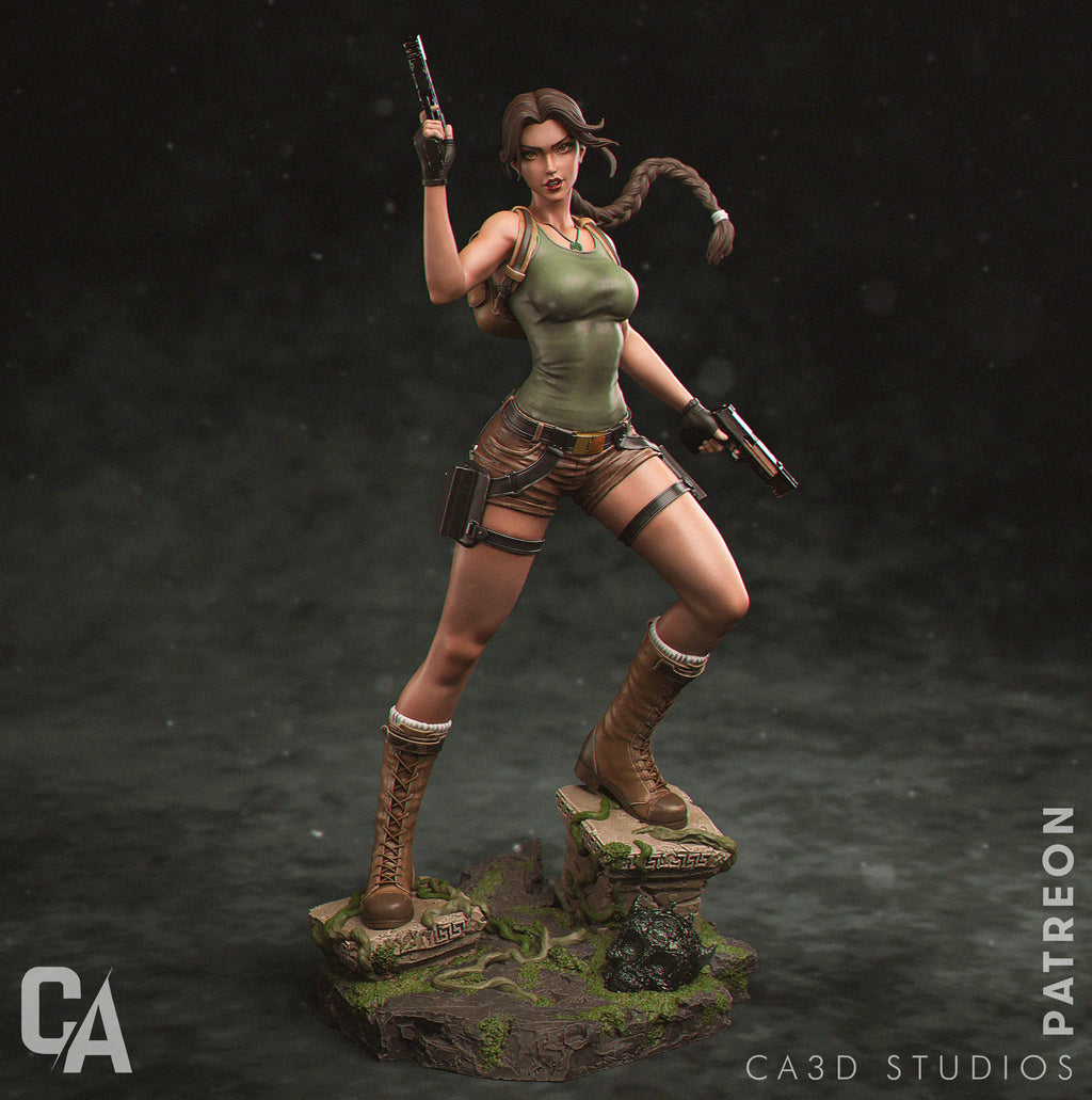 Hand-Painted 3D Printed Lara Croft Figurine - Tomb Raider Fan Art
