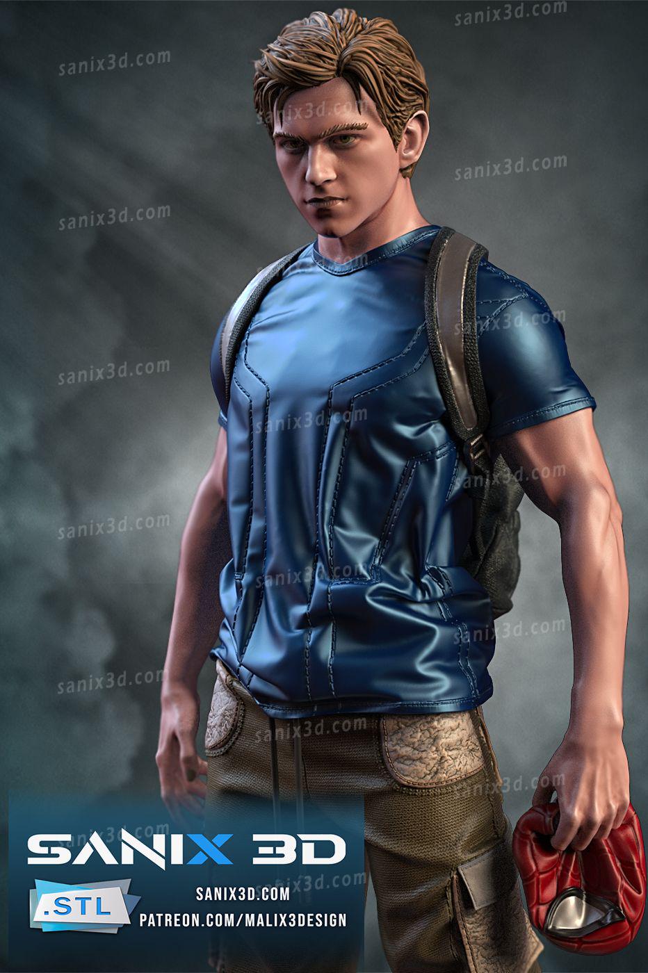 3D Printed Spiderman and Peter Double Boy Fan Art - Handmade Statue - Resin Diorama