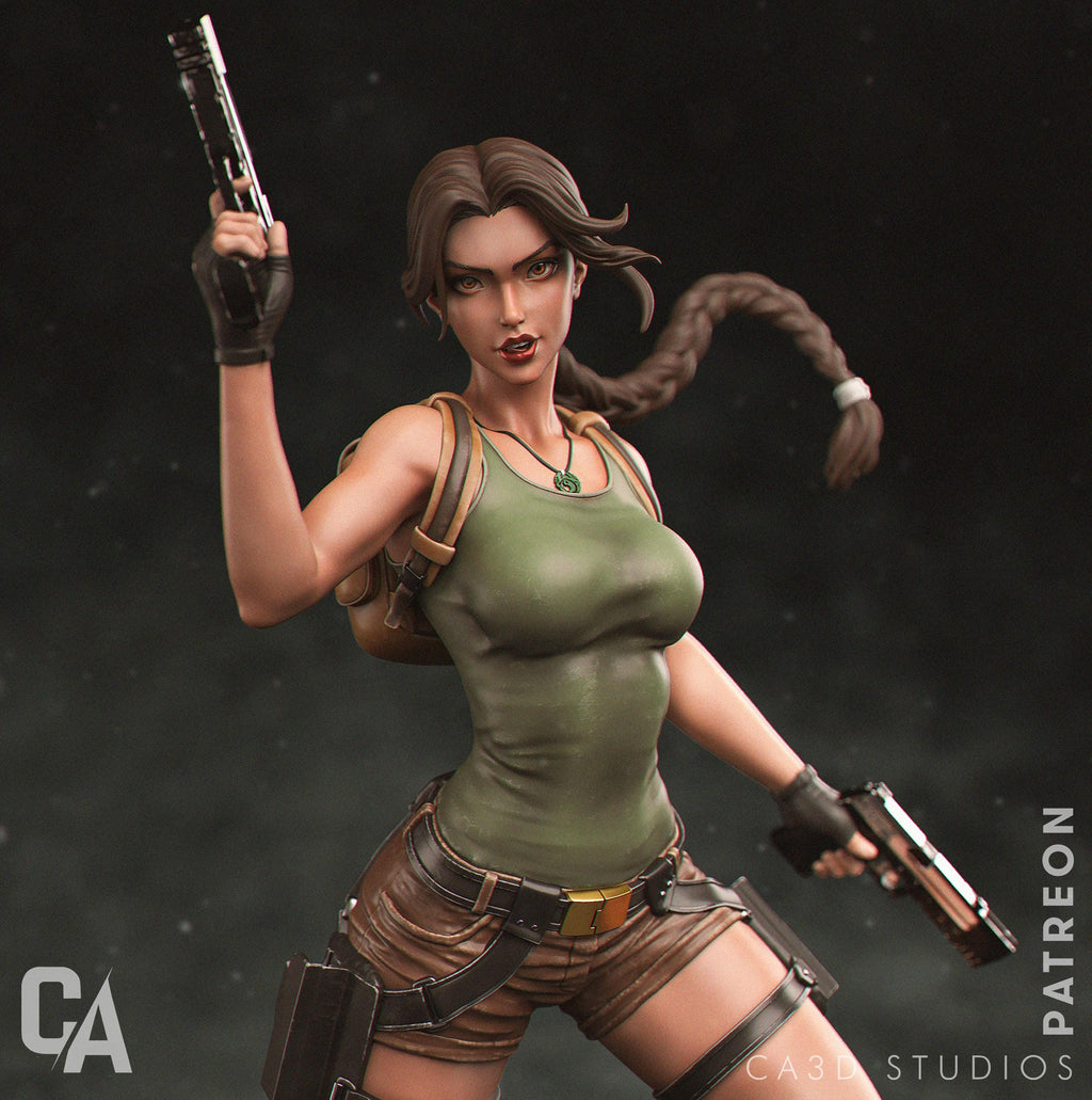 Hand-Painted 3D Printed Lara Croft Figurine - Tomb Raider Fan Art