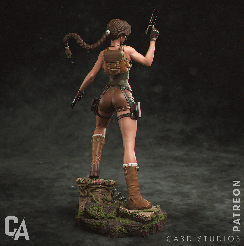 Hand-Painted 3D Printed Lara Croft Figurine - Tomb Raider Fan Art