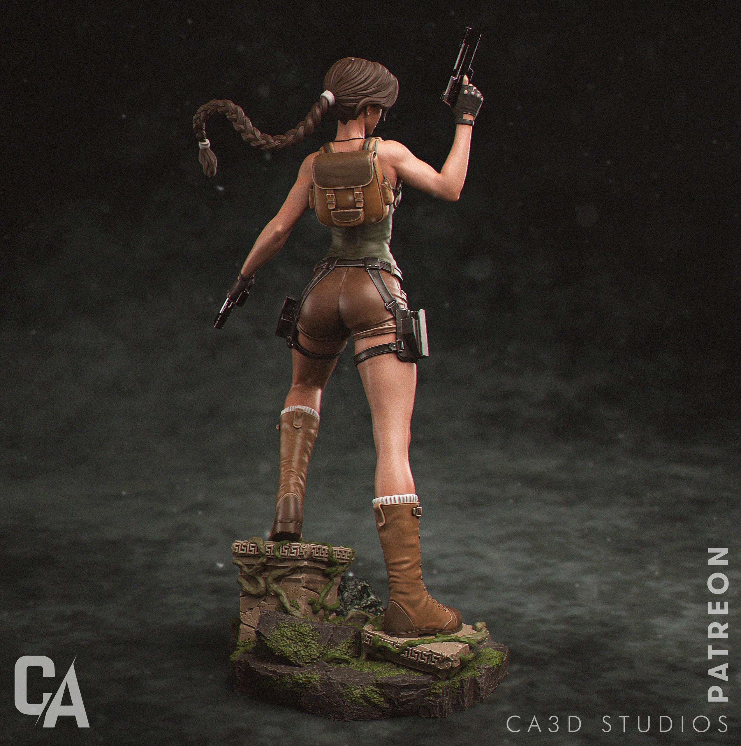 Hand-Painted 3D Printed Lara Croft Figurine - Tomb Raider Fan Art