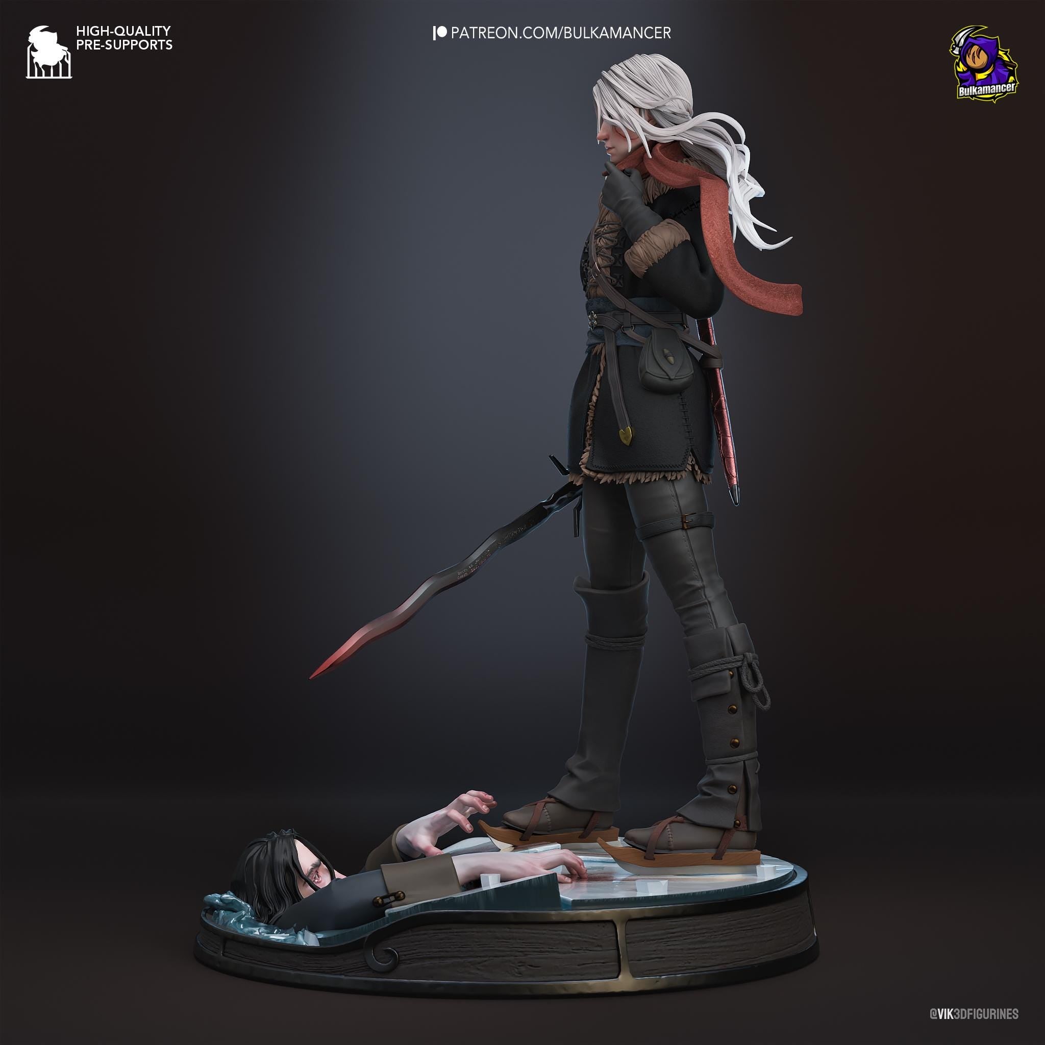 Hand-Painted Ciri Statue: The Witcher 3 Inspired 3D Print, 1/8 Scale