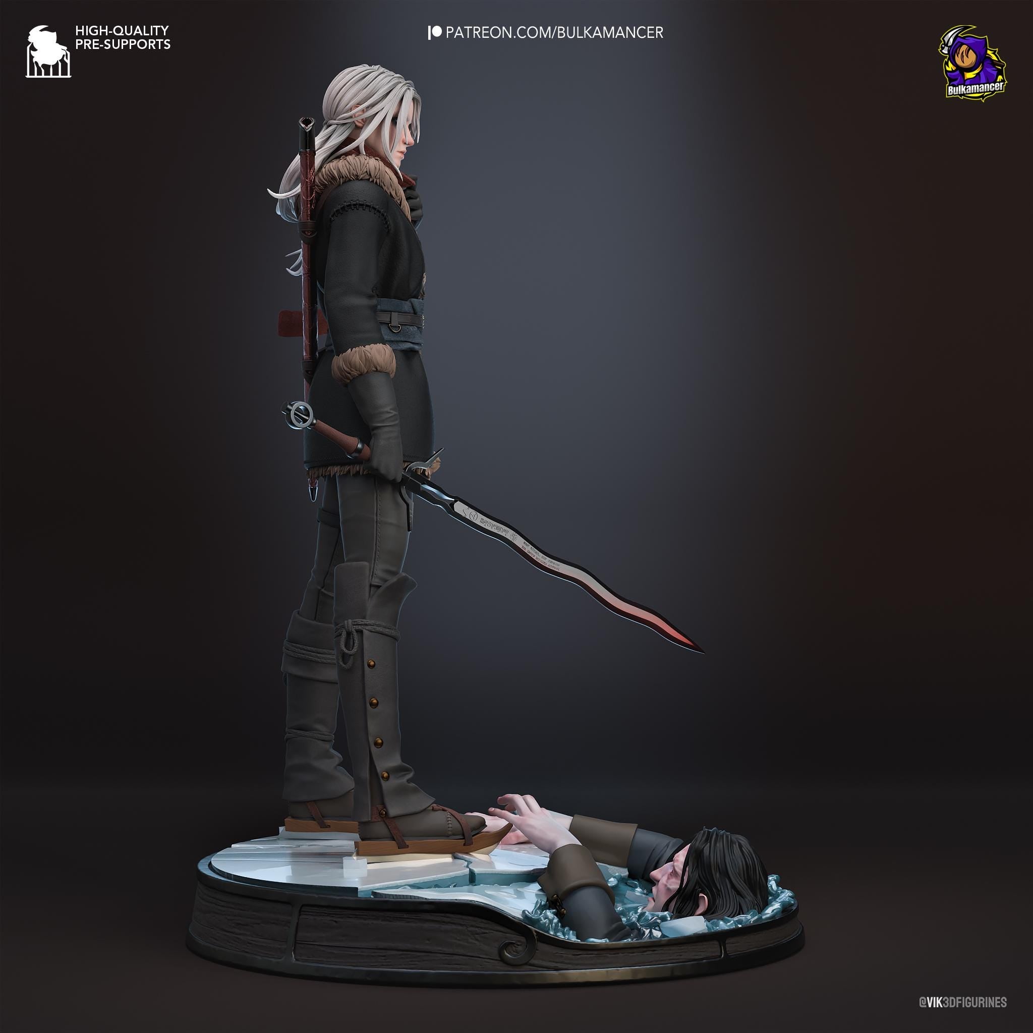 Hand-Painted Ciri Statue: The Witcher 3 Inspired 3D Print, 1/8 Scale