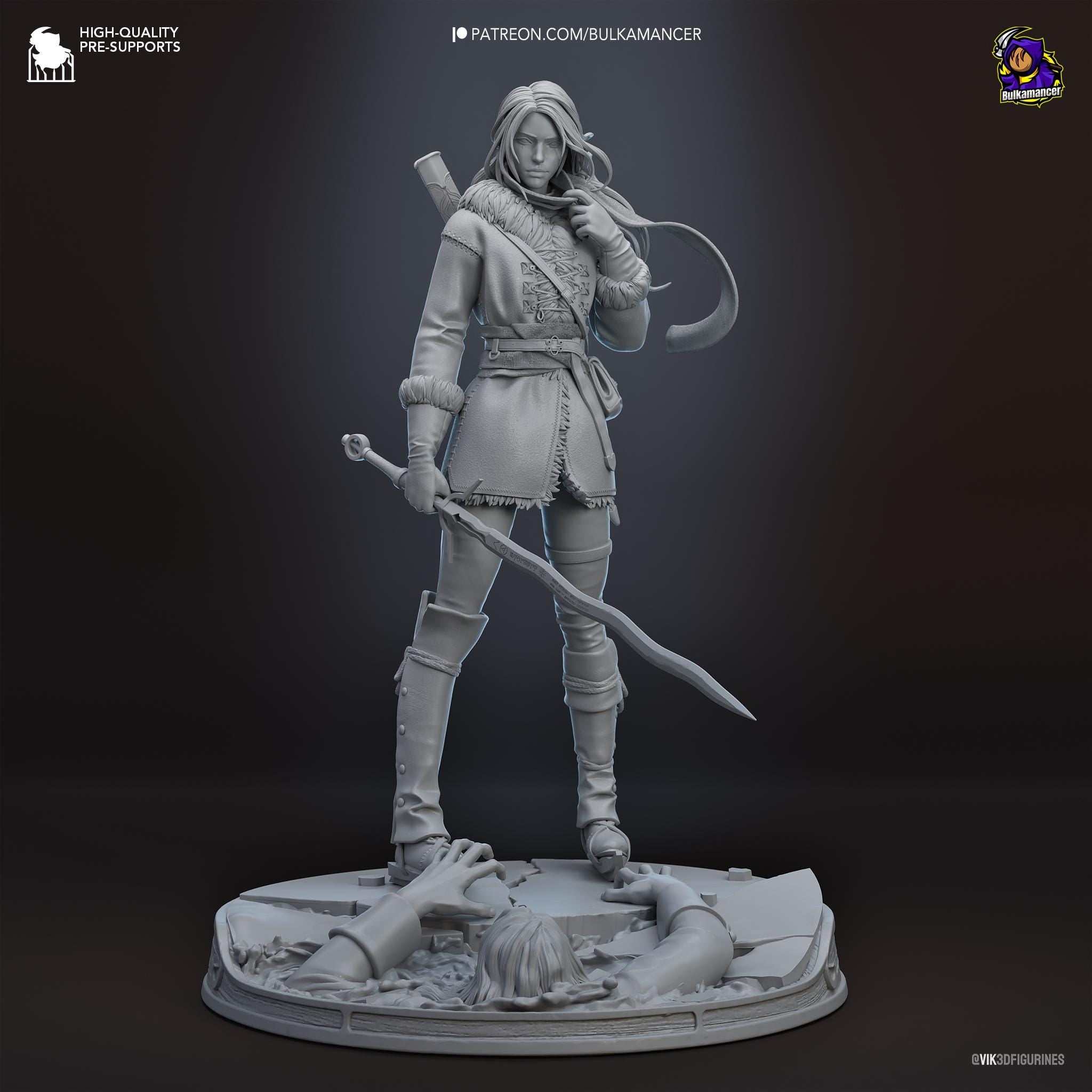 Hand-Painted Ciri Statue: The Witcher 3 Inspired 3D Print, 1/8 Scale