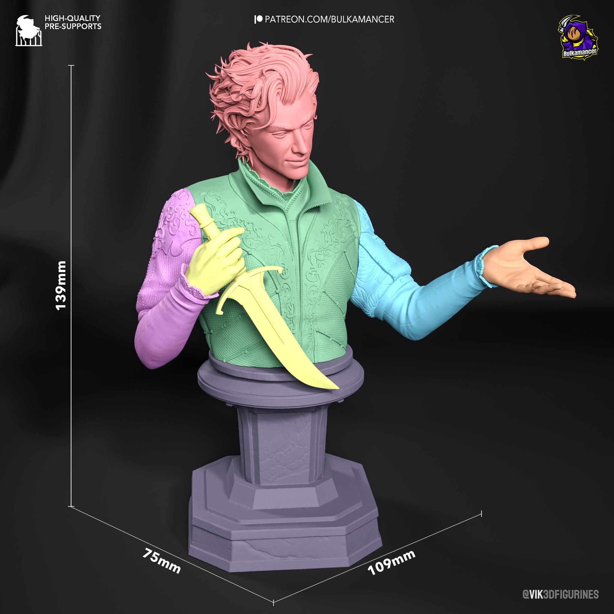 Hand-Painted Astarion Figurine: Baldur's Gate 3 Fan Art