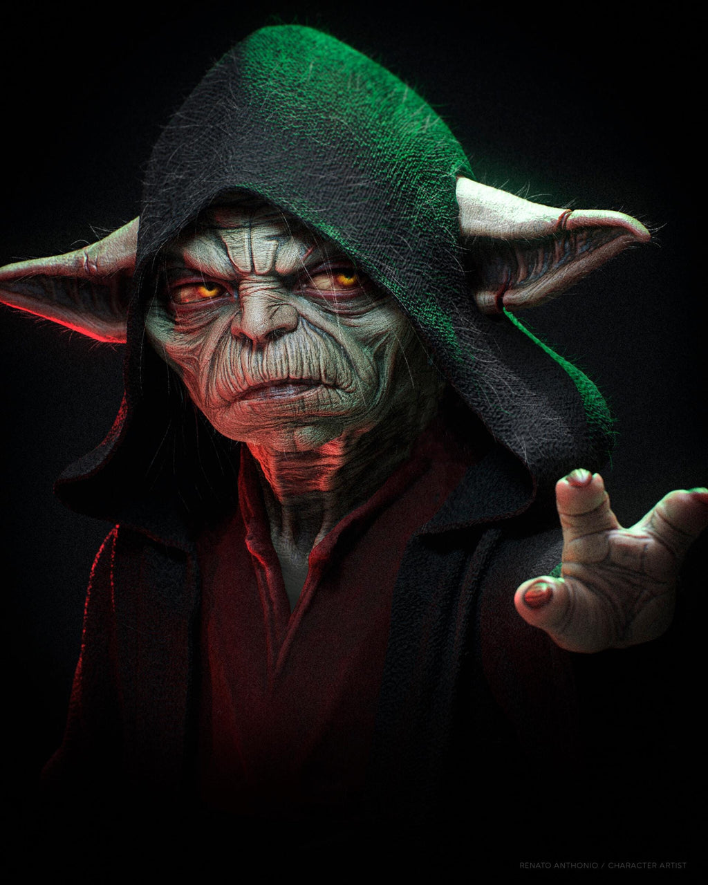 3D Printed Yoda Figure | Fan Art 3D Model | Handpainted