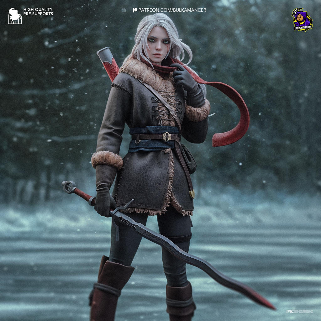 Hand-Painted Ciri Statue: The Witcher 3 Inspired 3D Print, 1/8 Scale