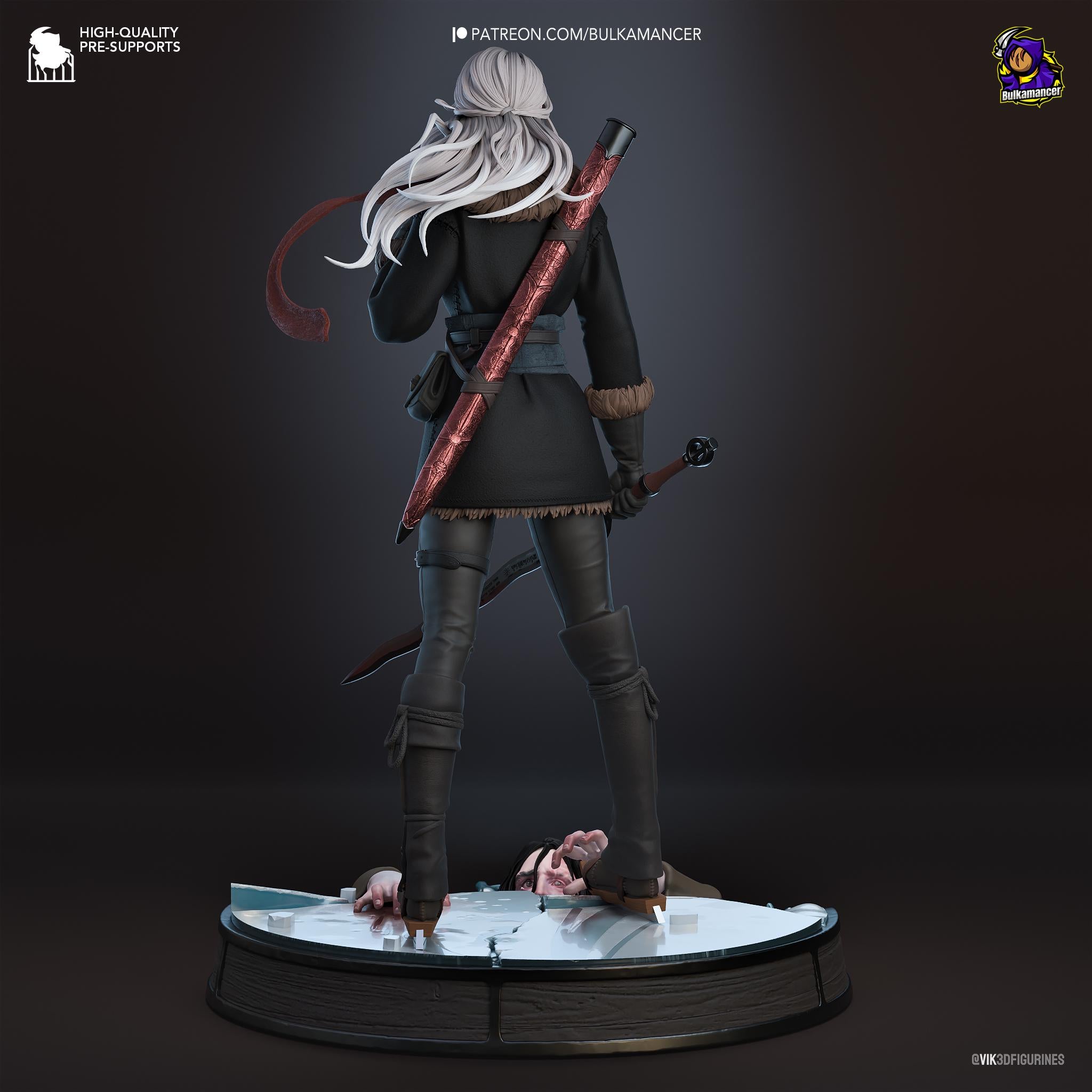 Hand-Painted Ciri Statue: The Witcher 3 Inspired 3D Print, 1/8 Scale