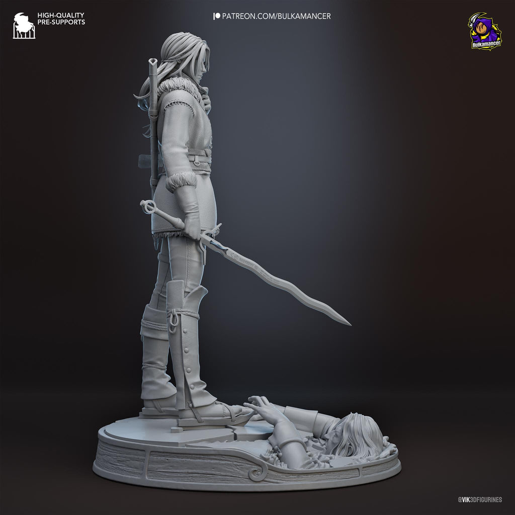 Hand-Painted Ciri Statue: The Witcher 3 Inspired 3D Print, 1/8 Scale