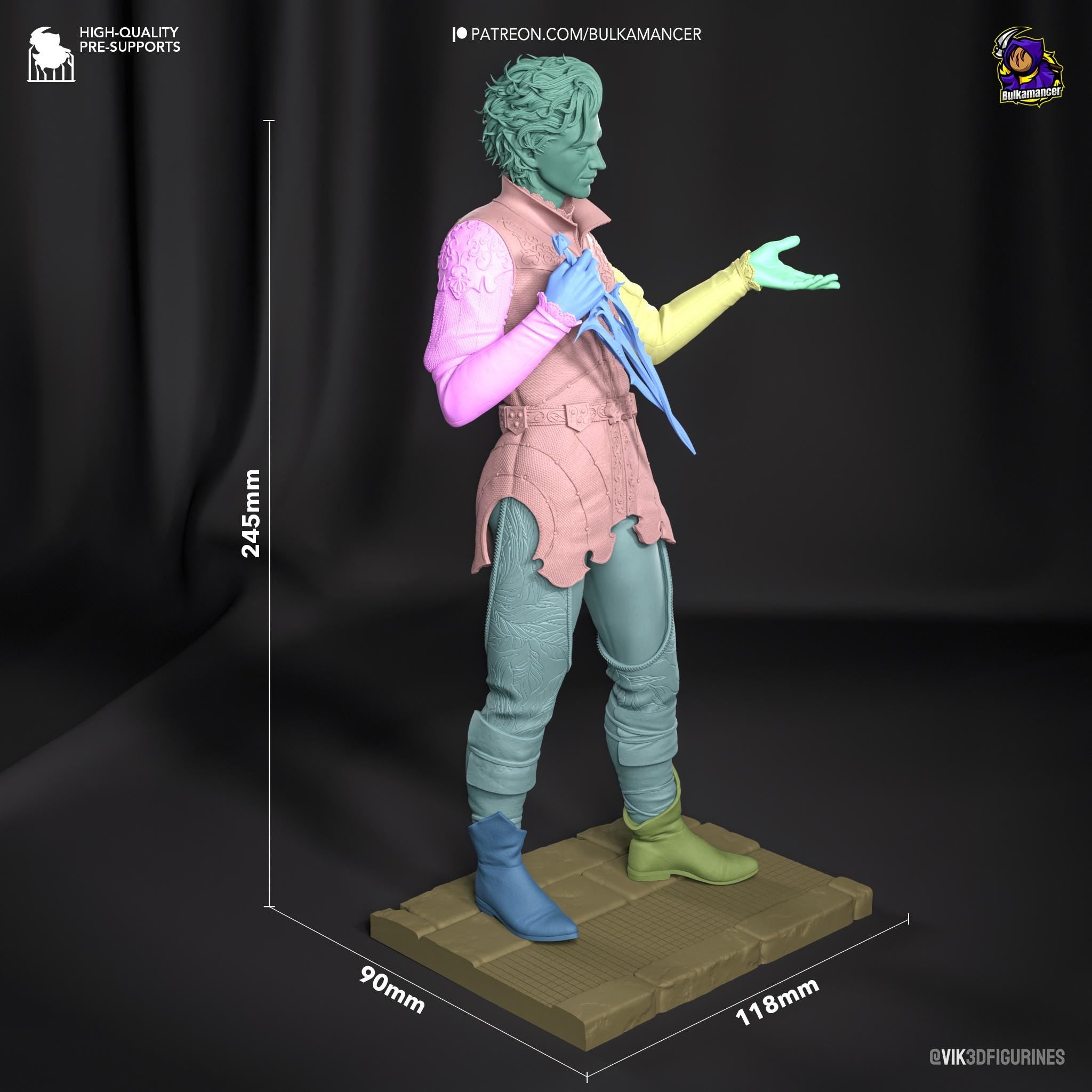 Hand-Painted Astarion Figurine: Baldur's Gate 3 Fan Art