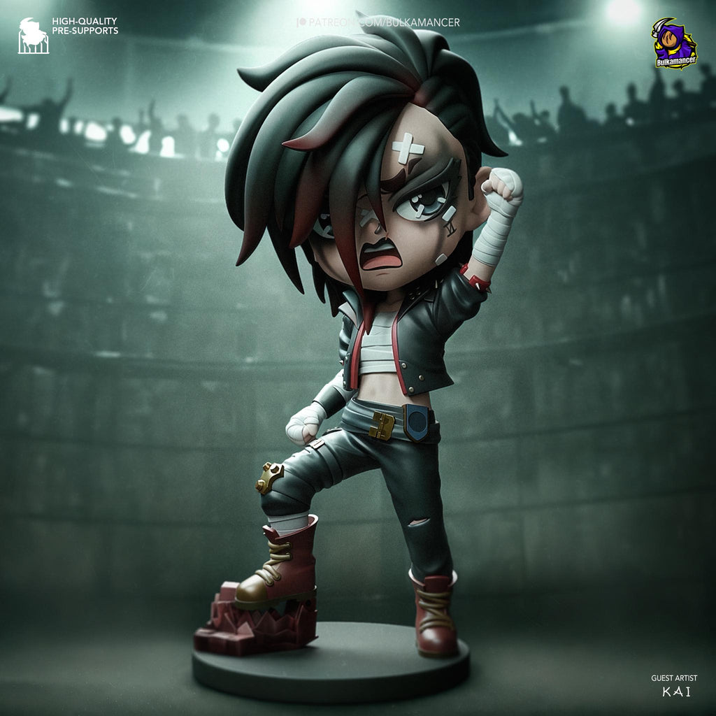 Hand-Painted Vi Chibi Statue: LoL Inspired 3D Model