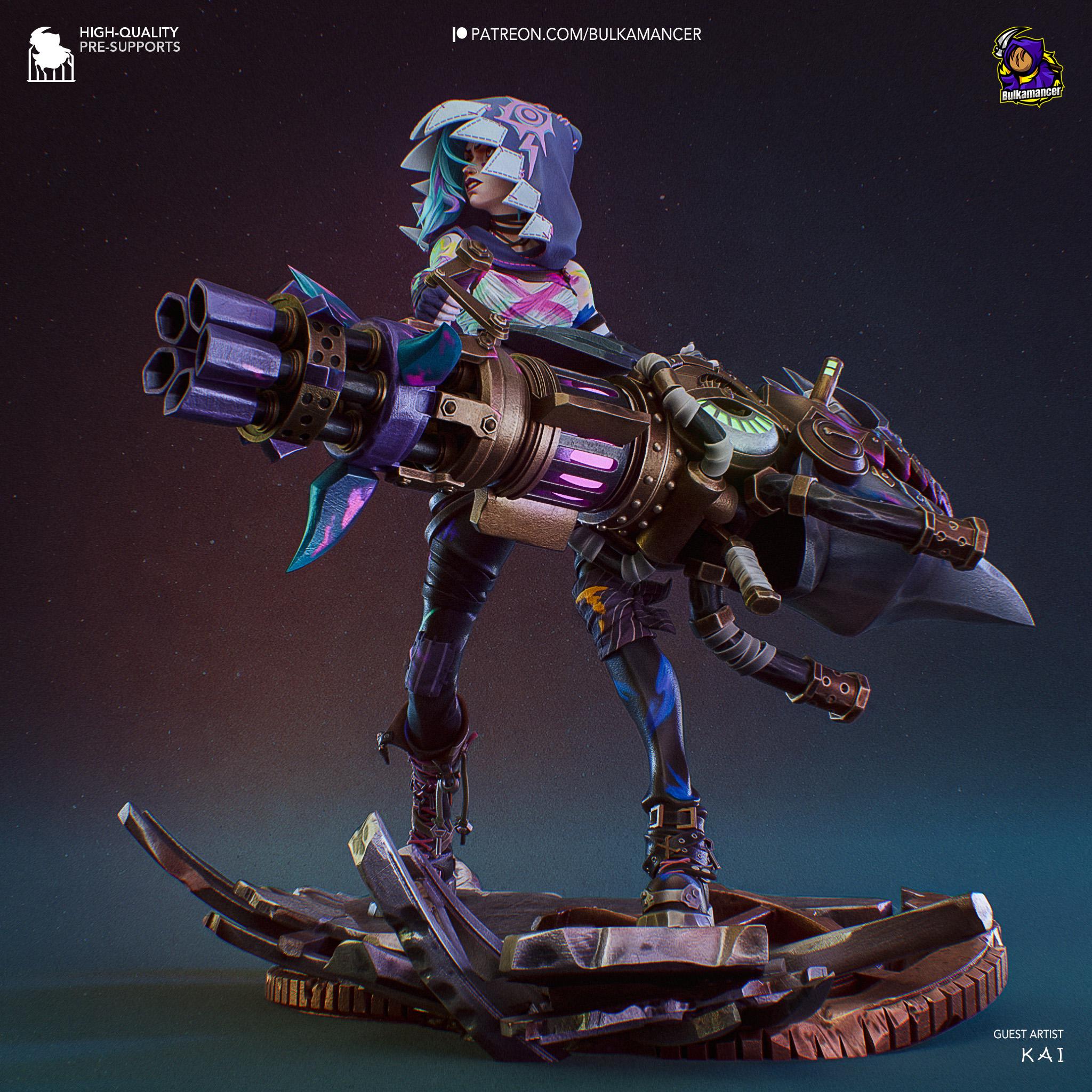 3D Printed Jinx Figurine: LoL Inspired Collectible Fan Art