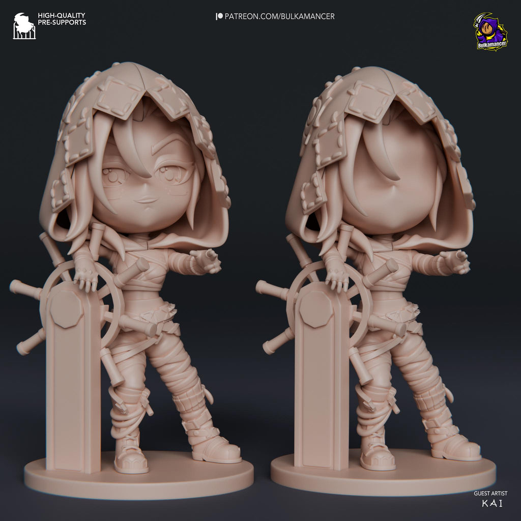 Hand-Painted Jinx Chibi Statue: LoL Inspired 3D Model