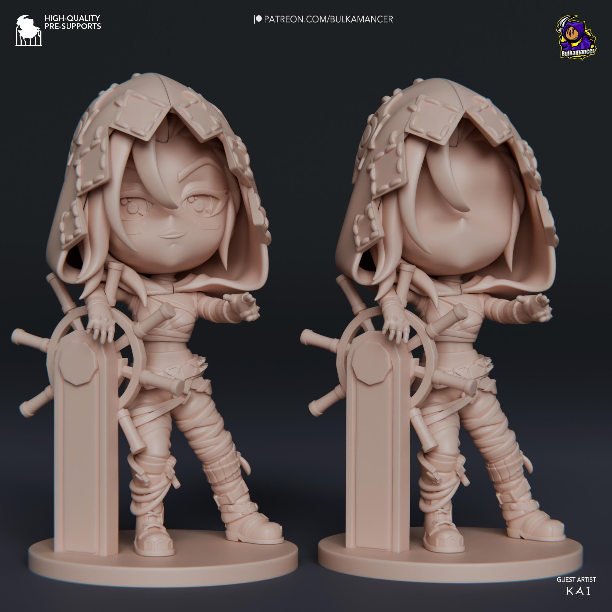 Hand-Painted Jinx Chibi Statue: LoL Inspired 3D Model