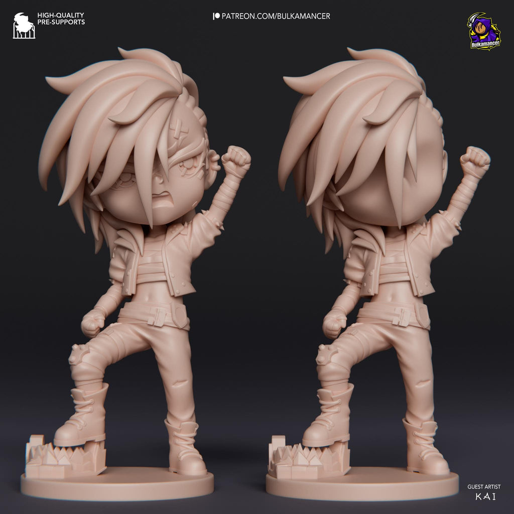 Hand-Painted Vi Chibi Statue: LoL Inspired 3D Model