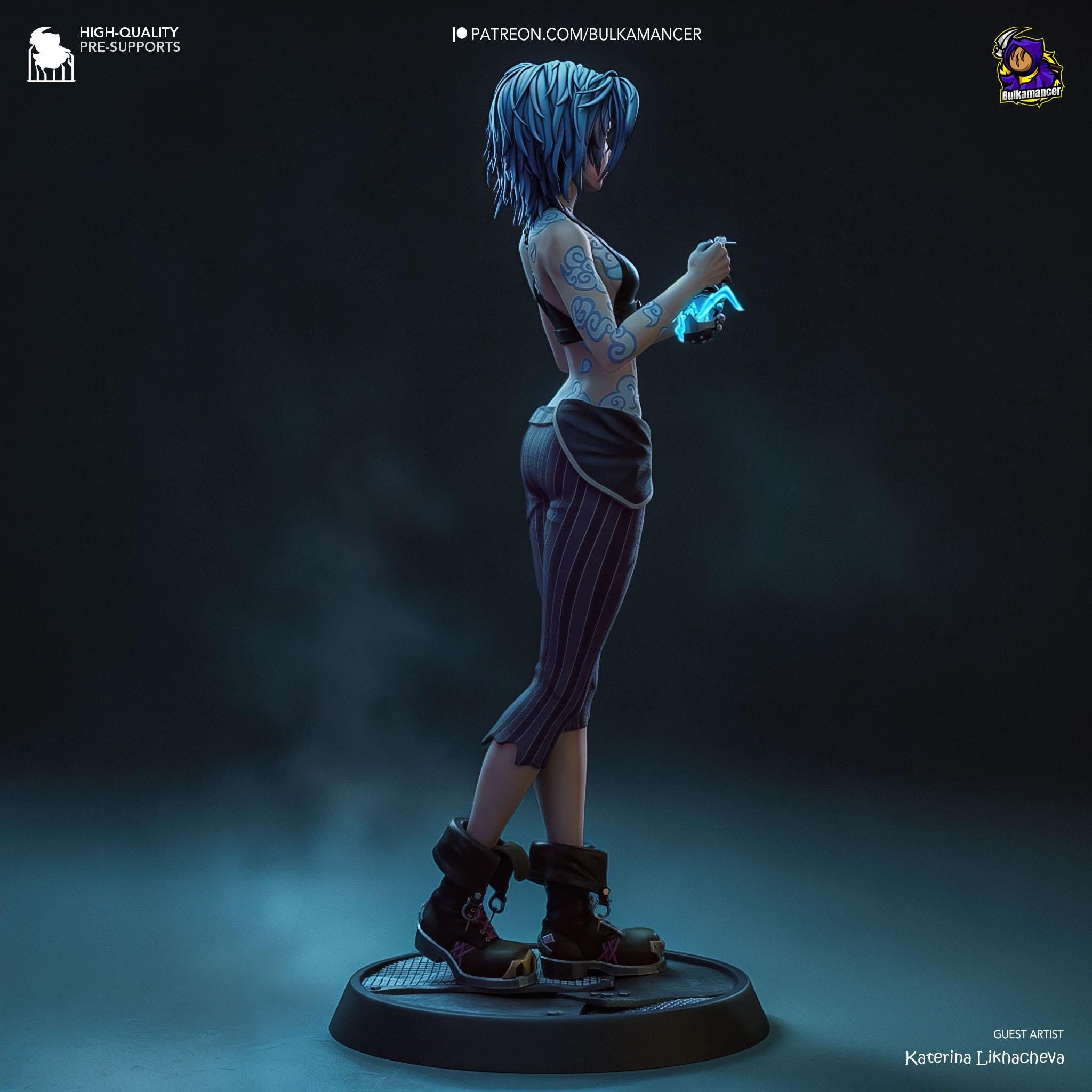 3D Printed Jinx Figurine: LoL Inspired Collectible Fan Art